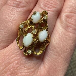 18k Gold Plated Opal Cluster Ring